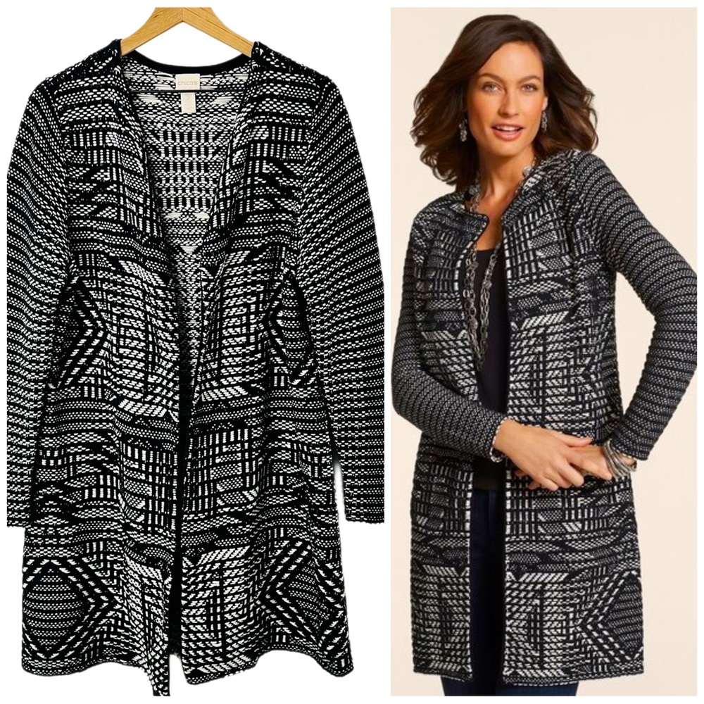 Chico’s Graphic Jacquard Harper Sweater-Coat